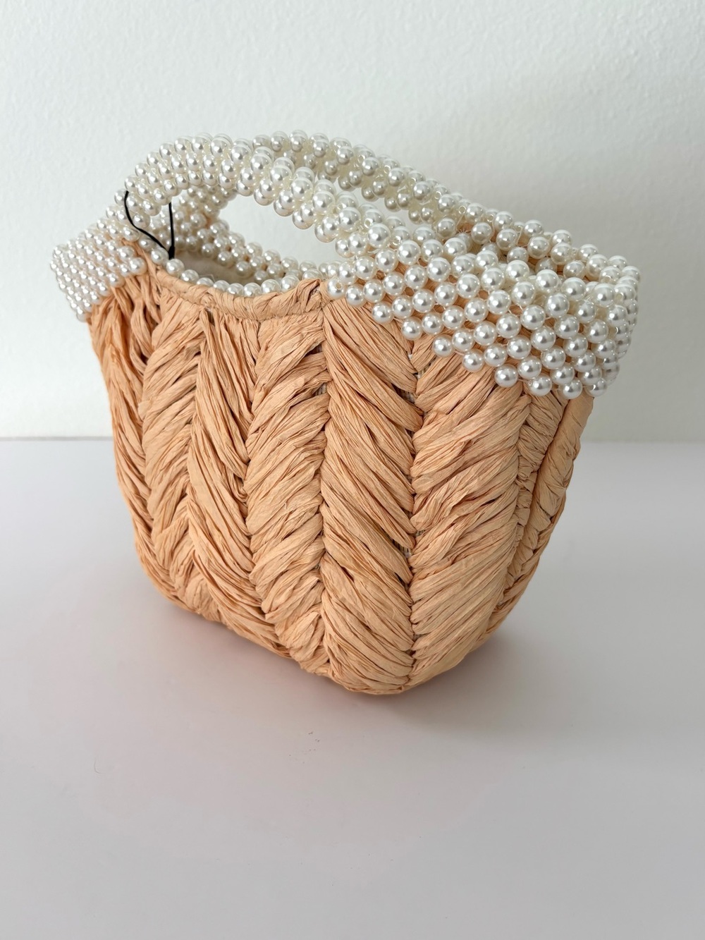 Zara Braided Pearl Embellished Bucket Bag NWT Crossbody Gold Chain - Picture 4 of 9